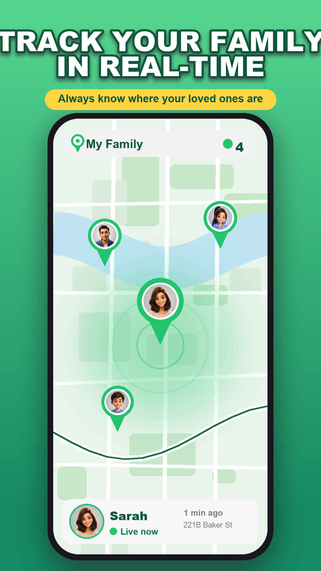 Family map showing shared locations